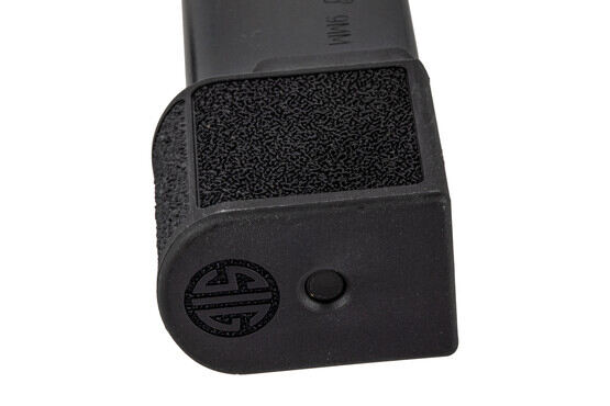 The Sig Sauer P365 factory magazine features a polymer grip extension